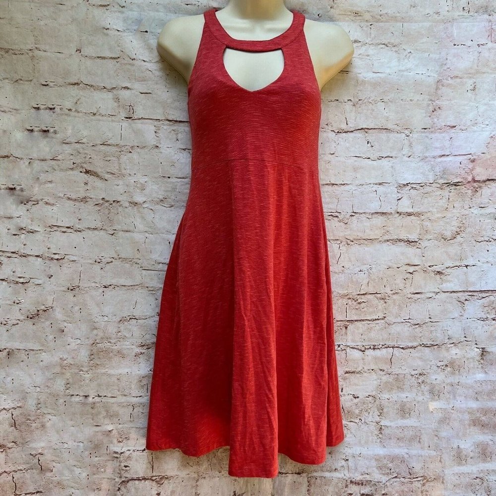 TOAD&CO Orangeish Red Avalon Dress Size XS Sleeveless Shelf Bra Keyhole Neckline